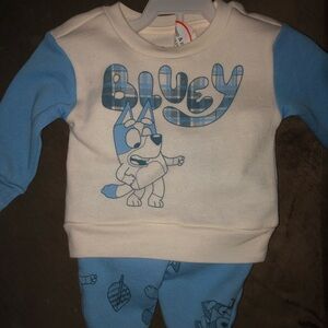 Bluey Toddler Sweatshirt and Pants Set - White and Blue